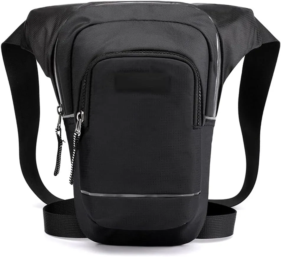 Waist Packs Leisure Outdoor Sport Leg Thigh Pack， Men Riding Waist Fanny Bag，Tactical Night Reflective Chest Sling Packs Shoulder Bags(Black)