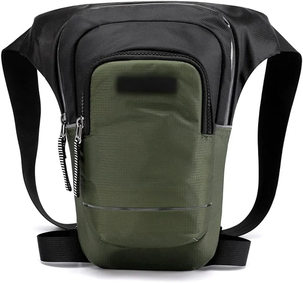 Waist Packs Leisure Outdoor Sport Leg Thigh Pack， Men Riding Waist Fanny Bag，Tactical Night Reflective Chest Sling Packs Shoulder Bags(Green)