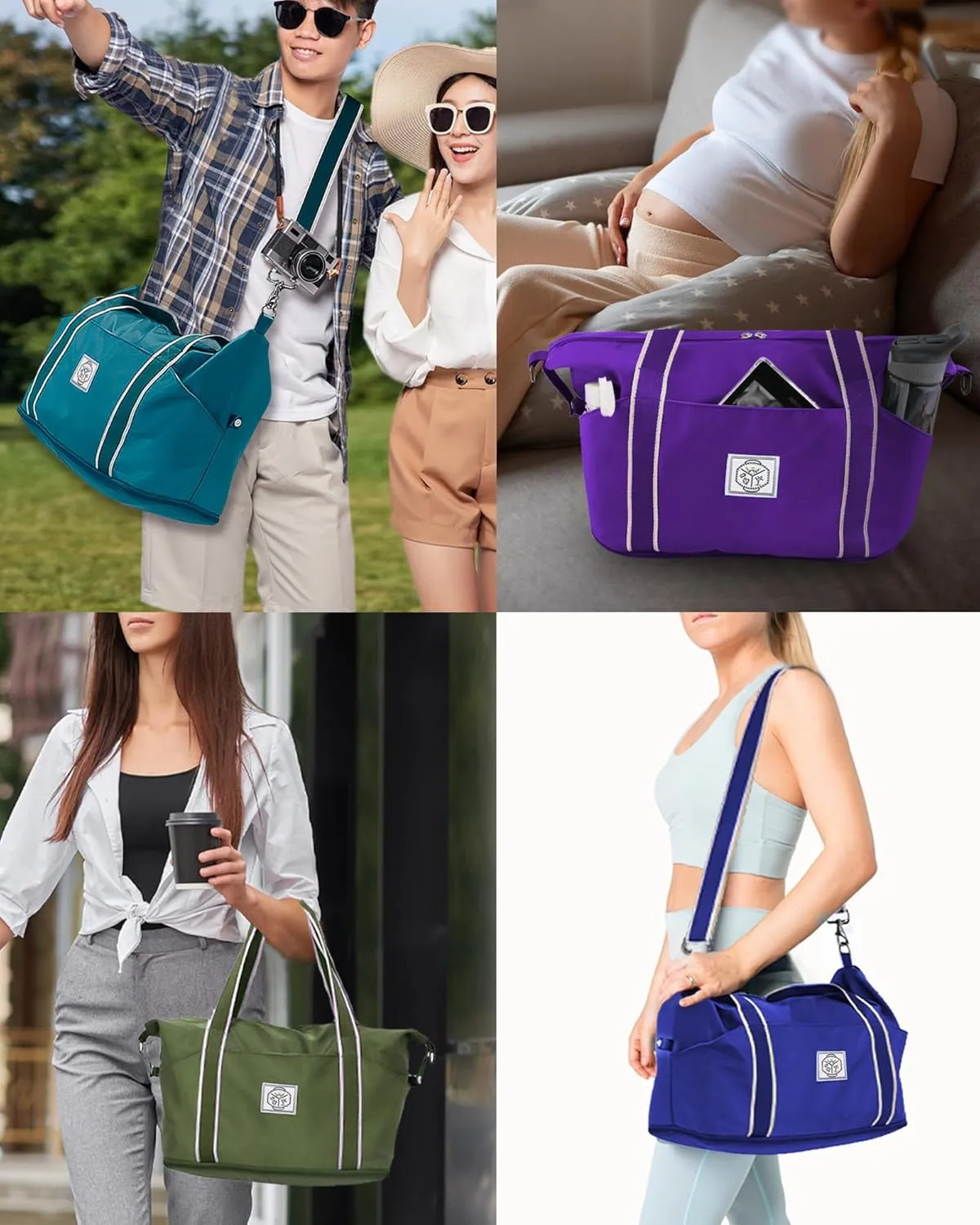 WALNEW Travel Duffel Bag, Weekender Overnight Carry On Bag Women Men, Foldable Waterproof Gym Luggage with Metal Buckle Strap