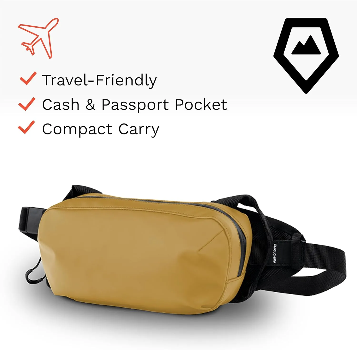 WANDRD All-New D1 Fanny Pack - Crossbody Carry Bag for Hiking, Traveling, Festivals, Sports, and More - Weather-Resistant for Phones, Wallets, Keys, and Camera (Dallol Yellow)