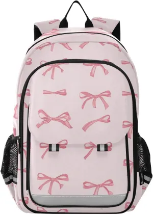 Watercolor Ribbon Bow Сute Backpack Girls Boys Elementary School Bags Bookbags Laptop Backpack Travel Daypack Safe Reflective Stripes