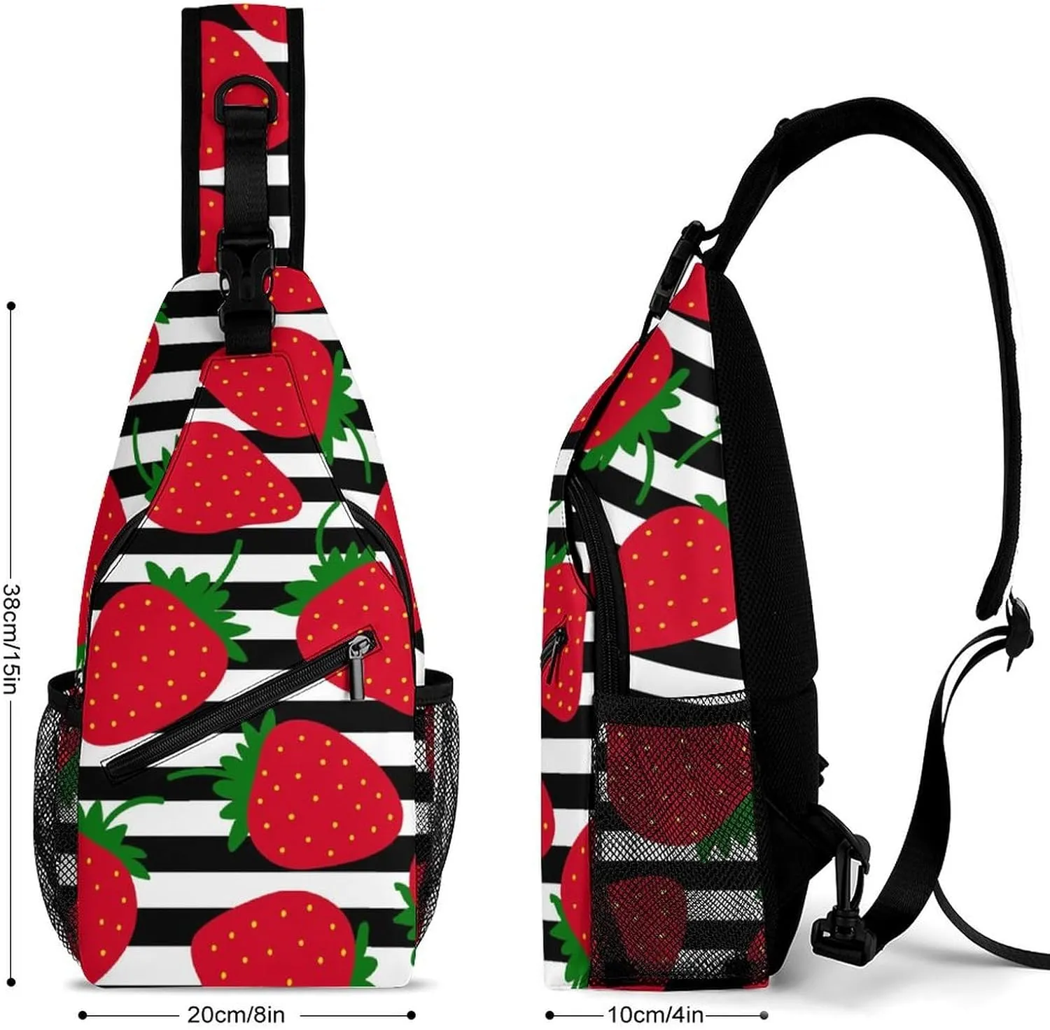 Watercolor Strawberry Leaves Sling Backpack Men Womans Crossbody Backpack Chest Bag Running Daypack Travel Bag Casual Daypacks Sports Backpacks