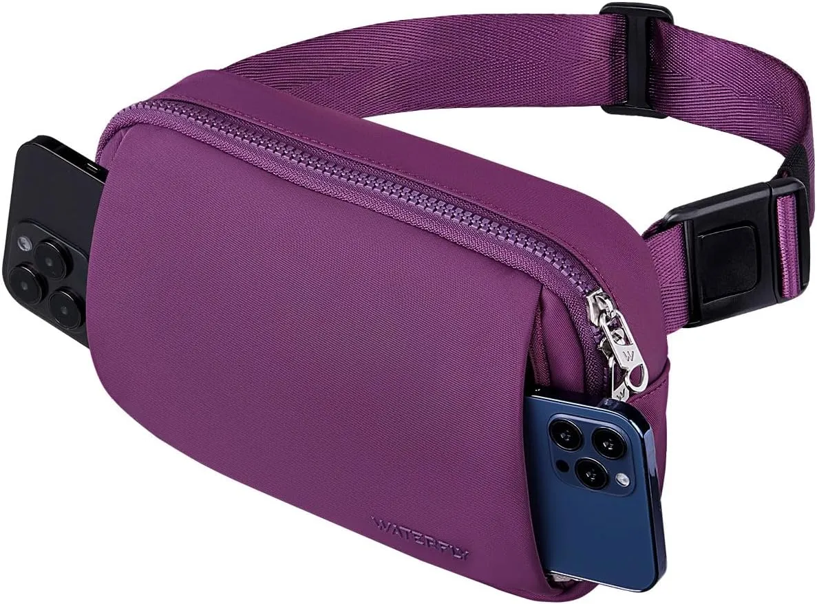 WATERFLY Crossbody Belt Fanny Pack: Sports Walking Waist Bag Runner Belt Bum Bag Hip Fannie Pack Phanny Fannypack Woman Man for Hiking Jogging Running