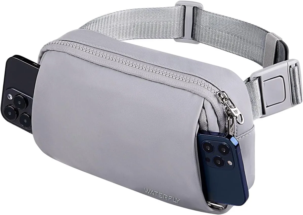 WATERFLY Crossbody Belt Fanny Pack: Sports Walking Waist Bag Runner Belt Bum Bag Hip Fannie Pack Phanny Fannypack Woman Man for Hiking Jogging Running
