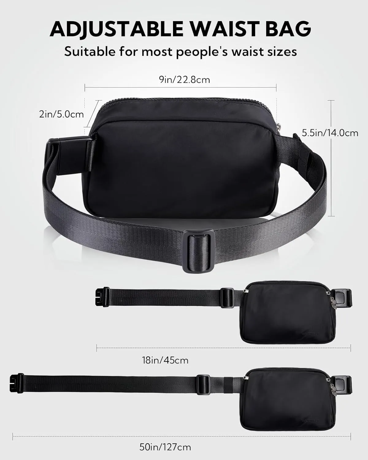 WATERFLY Crossbody Belt Fanny Pack: Sports Walking Waist Bag Runner Belt Bum Bag Hip Fannie Pack Phanny Fannypack Woman Man for Hiking Jogging Running