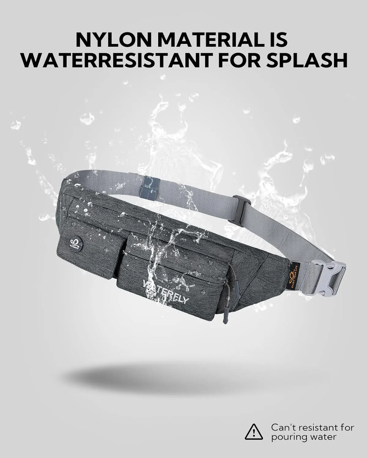 WATERFLY Fanny Pack for Women Men Water Resistant Small Waist Pouch Slim Belt Bag with 4 Pockets for Running Travelling Hiking Walking Lightweight Crossbody Chest Bag Fit All Phones…