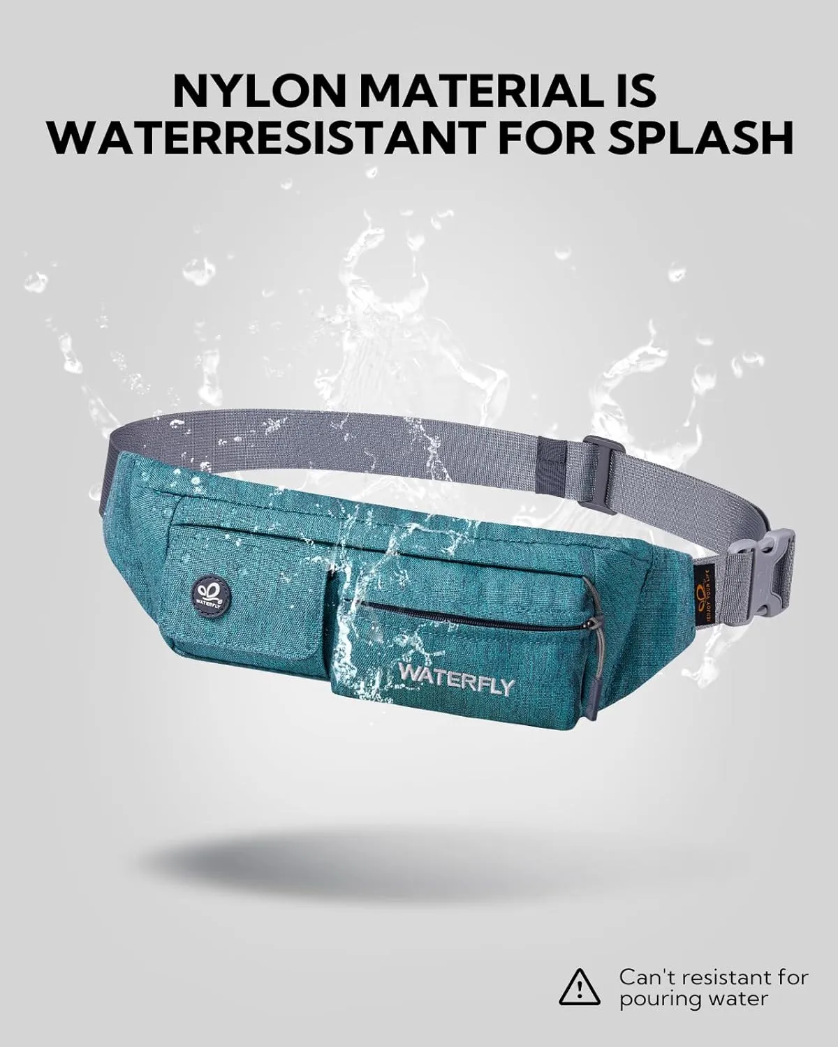 WATERFLY Fanny Pack for Women Men Water Resistant Small Waist Pouch Slim Belt Bag with 4 Pockets for Running Travelling Hiking Walking Lightweight Crossbody Chest Bag Fit All Phones…
