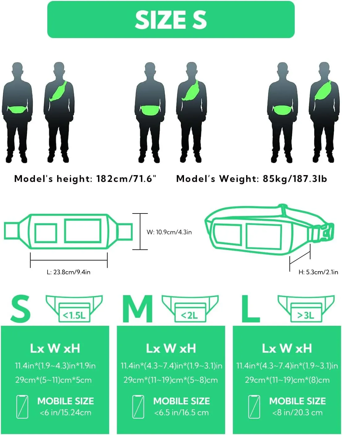 WATERFLY Fanny Pack for Women Men Water Resistant Small Waist Pouch Slim Belt Bag with 4 Pockets for Running Travelling Hiking Walking Lightweight Crossbody Chest Bag Fit All Phones…