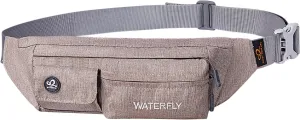 WATERFLY Fanny Pack for Women Men Water Resistant Small Waist Pouch Slim Belt Bag with 4 Pockets for Running Travelling Hiking Walking Lightweight Crossbody Chest Bag Fit All Phones…