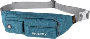 WATERFLY Fanny Pack for Women Men Water Resistant Small Waist Pouch Slim Belt Bag with 4 Pockets for Running Travelling Hiking Walking Lightweight Crossbody Chest Bag Fit All Phones…