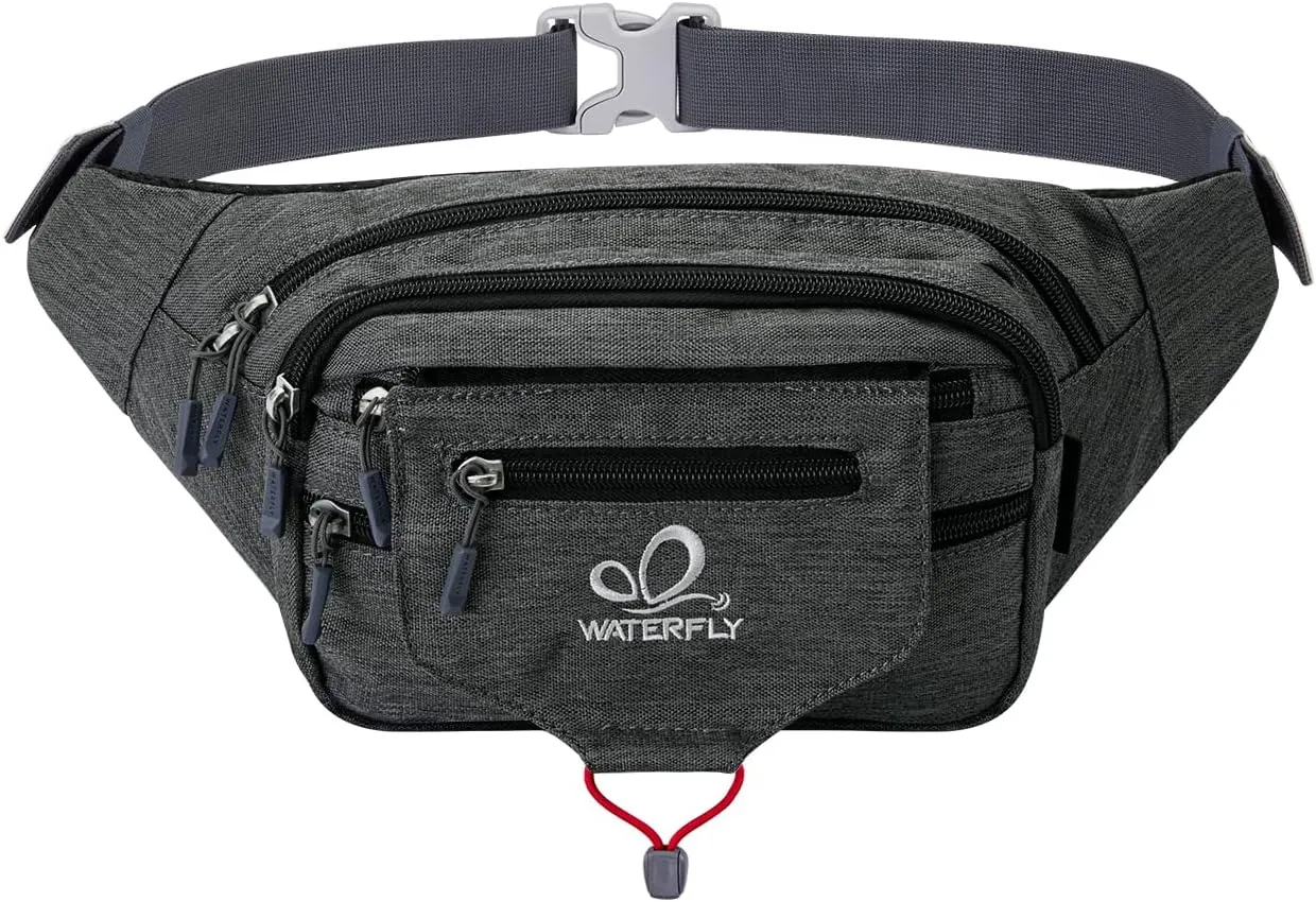WATERFLY Large Fanny Pack Waist Bag: Multipocket Woman Man Waist Pack Runner Hip Pouch Purse Belt Bag Water Resistant Bum Bag Fit All Phones for Walking Jogging Running Cycling Travelling Hiking