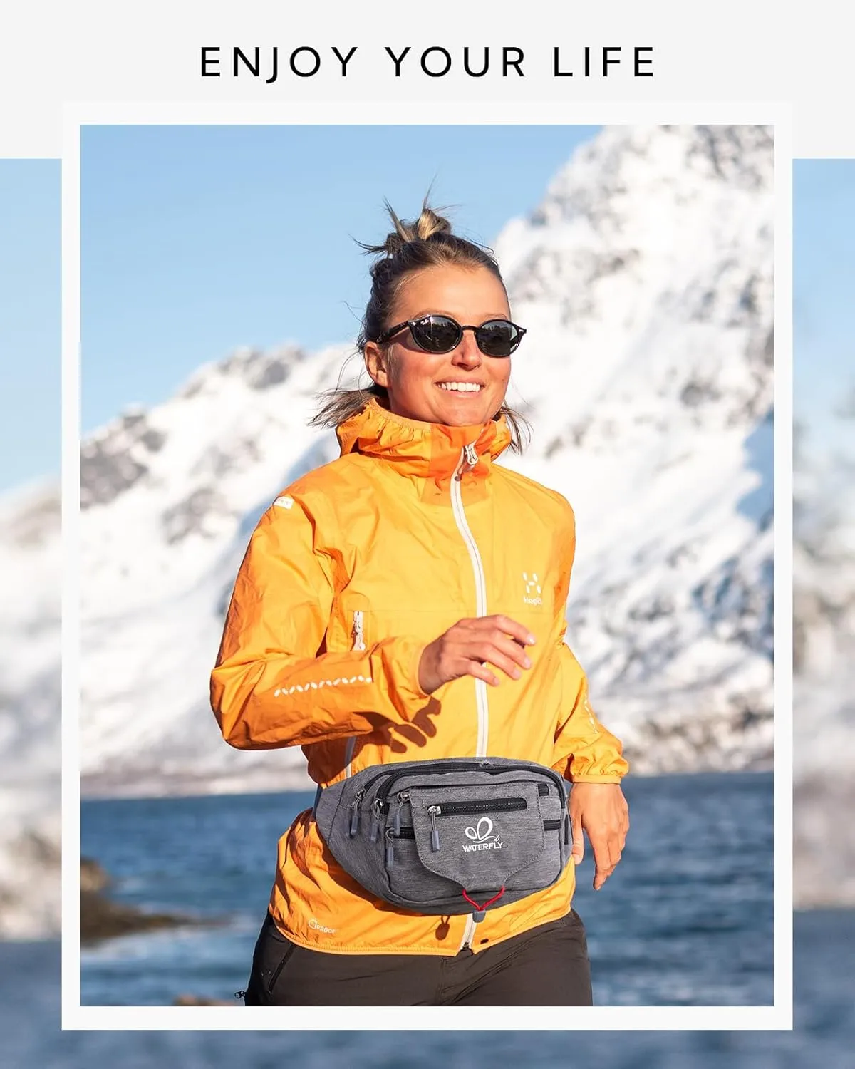 WATERFLY Large Fanny Pack Waist Bag: Multipocket Woman Man Waist Pack Runner Hip Pouch Purse Belt Bag Water Resistant Bum Bag Fit All Phones for Walking Jogging Running Cycling Travelling Hiking