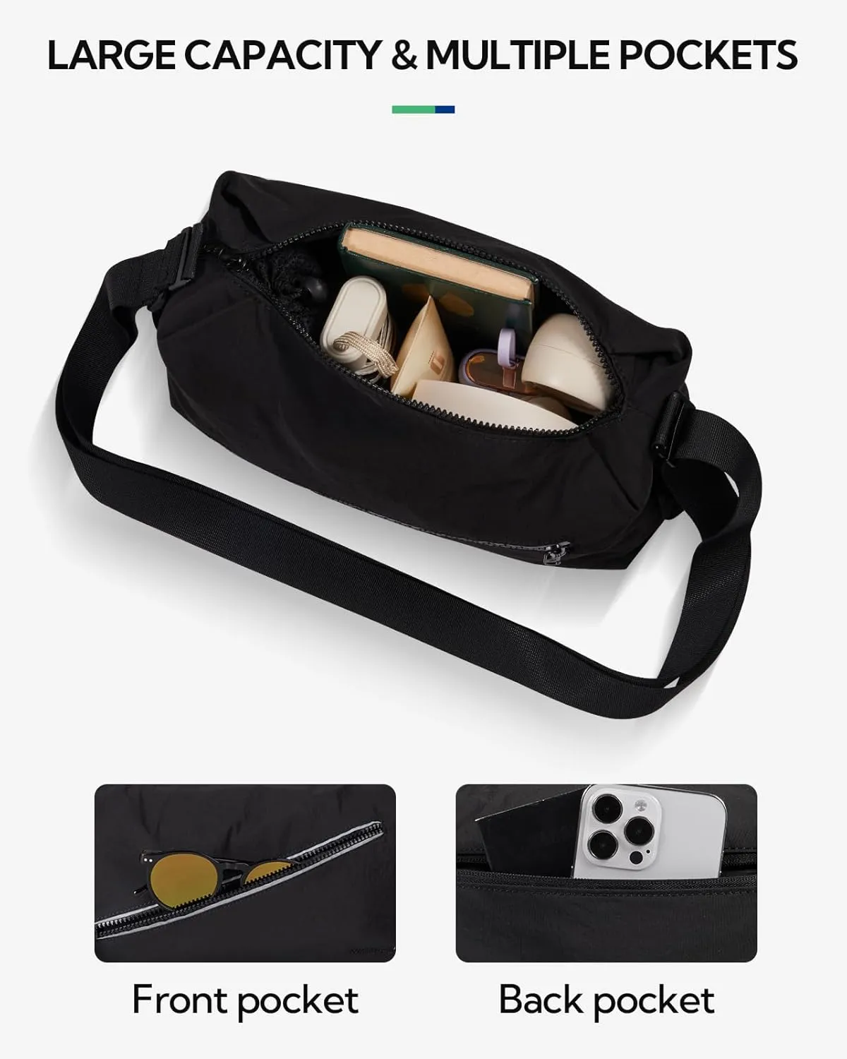 WATERFLY Lightweight Crossbody Sling Bag: Women Men Casual Convertible Cross body Bag Shoulder Bag Backpack for Travel Daily