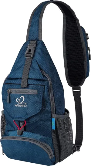 WATERFLY Packable Small Crossbody Sling Backpack Shoulder Chest Bag Daypack for Hiking Traveling