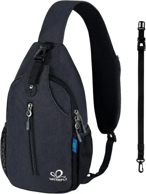 WATERFLY Small Hiking Sling Backpack: Crossbody Sling Bag Chest Bag Daypack for Men Women with Skin-Friendly Shoulder Strap