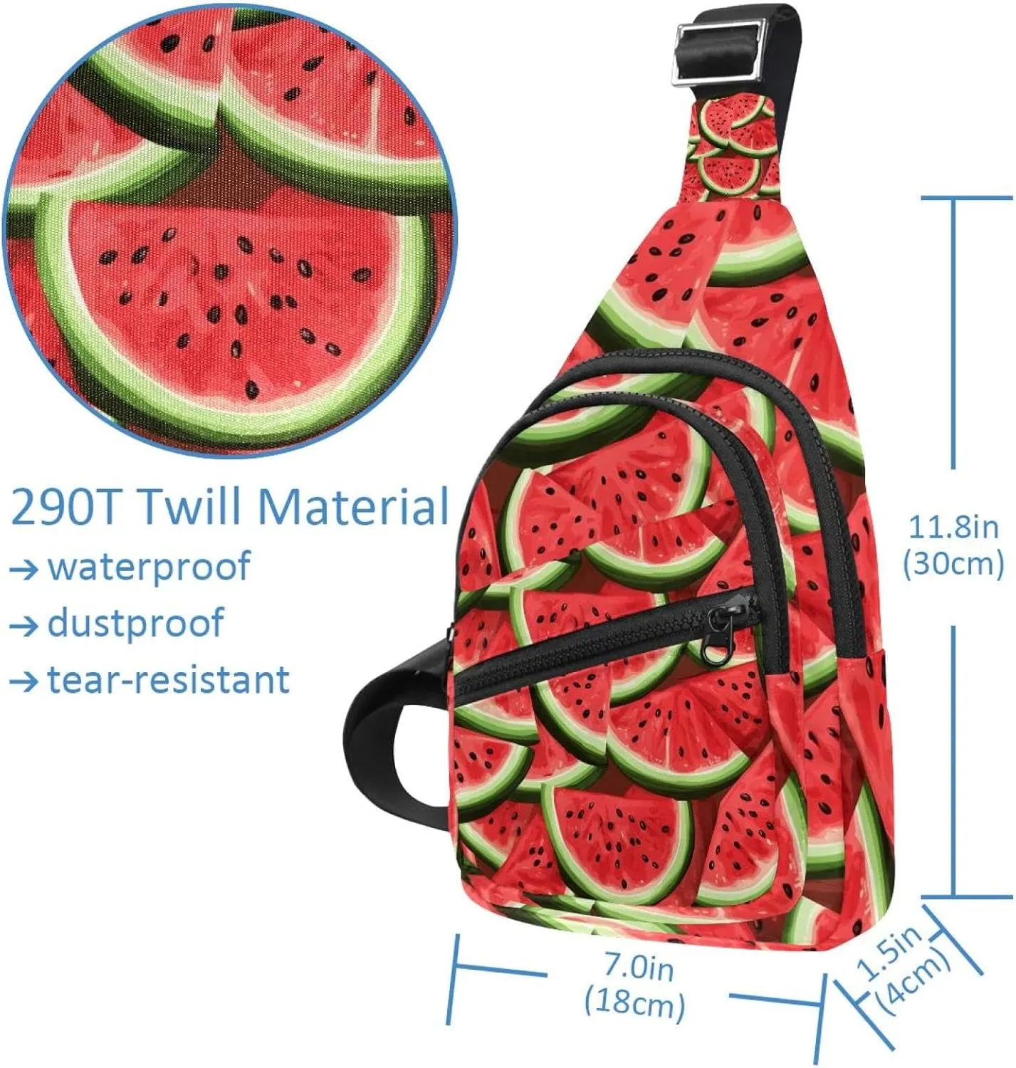 Watermelon (14) Sling Backpack Crossbody Bag Convertible, Small Diaper Bag Hiking Daypacks