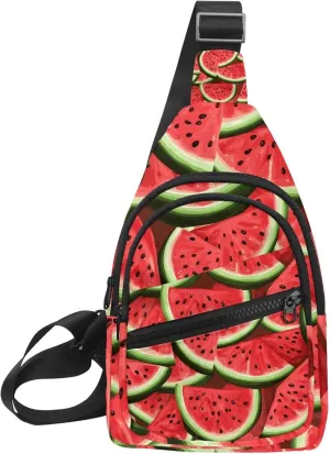Watermelon (14) Sling Backpack Crossbody Bag Convertible, Small Diaper Bag Hiking Daypacks