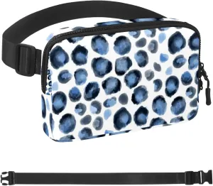 Waterproof Fanny Pack Black Belt Bag with Adjustable Strap for Women and Men,Blue Leopard Print Crossbody Fanny Bag with Zipper for Hiking Running Travel