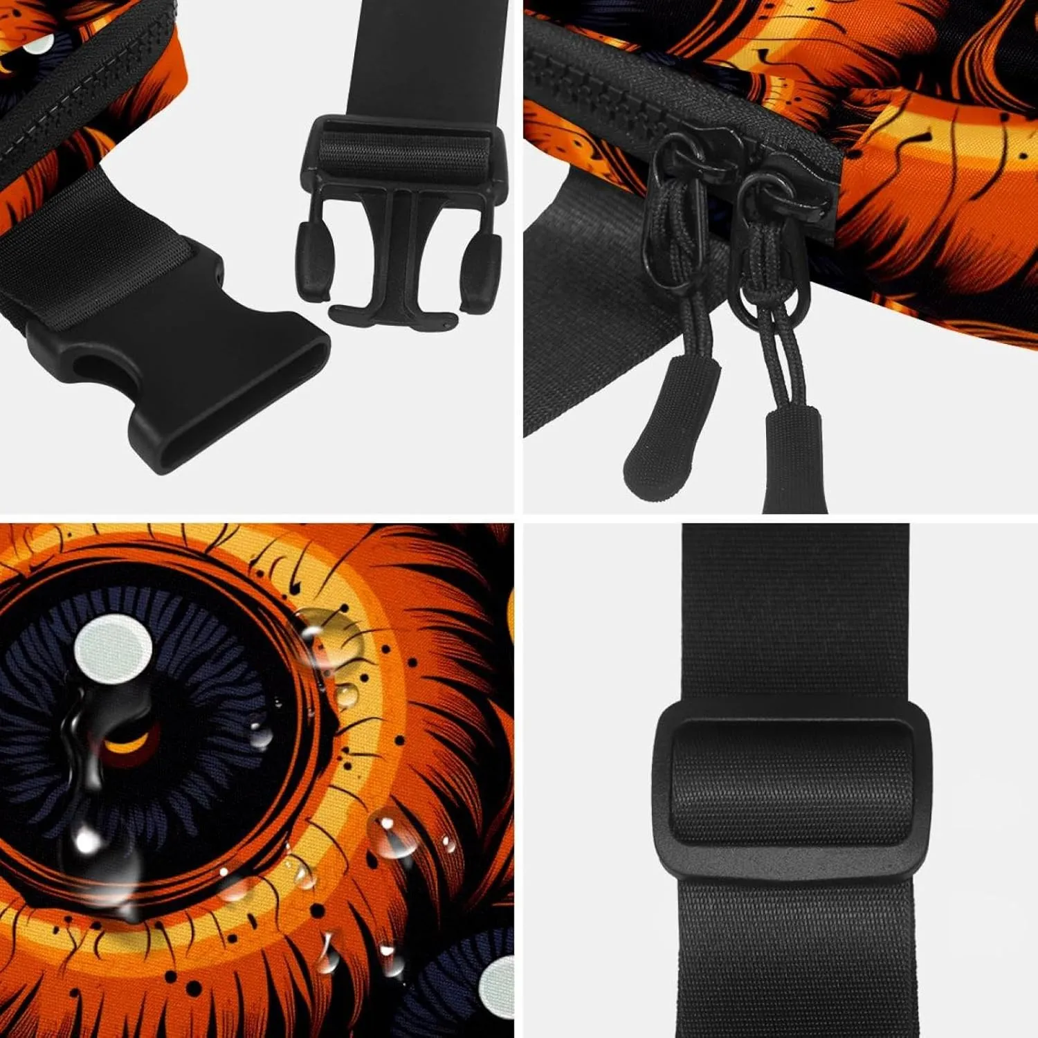 Waterproof Fanny Pack Black Belt Bag with Adjustable Strap for Women and Men,Halloween Eyeball N Crossbody Fanny Bag with Zipper for Hiking Running Travel