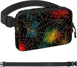 Waterproof Fanny Pack Black Belt Bag with Adjustable Strap for Women and Men,Halloween Spider Web C Crossbody Fanny Bag with Zipper for Hiking Running Travel