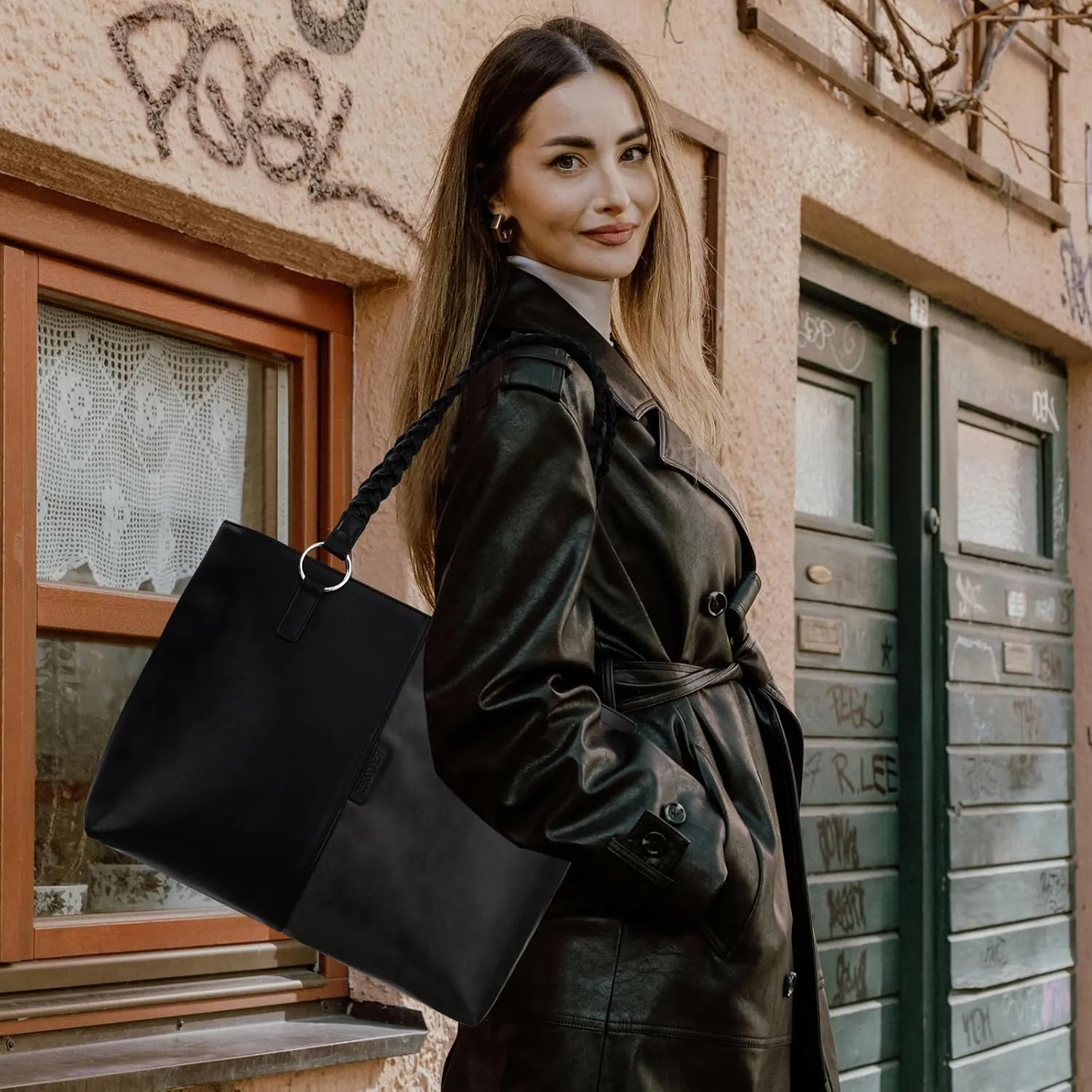 Waterproof Handbag Leather Tote Bag for Women/Ladies, Large Shoulder Bag Business Work Briefcase Bags
