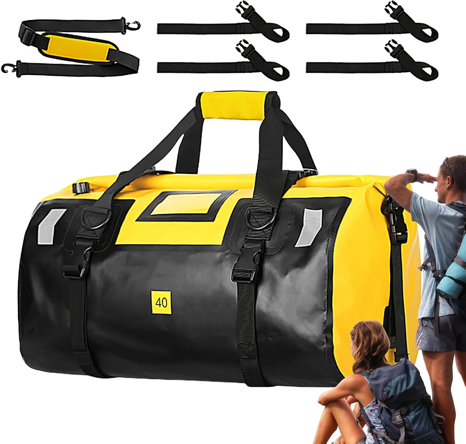 Waterproof Motorcycle Bag - 40L Large Motorcycle Tail Dry Backpack, Waterproof Dry Backpack Saddle Bags, Heavy Duty Dry Duffle Bags, Travel Storage Bag Dry Duffle Bags For Swimming, Camping Gym