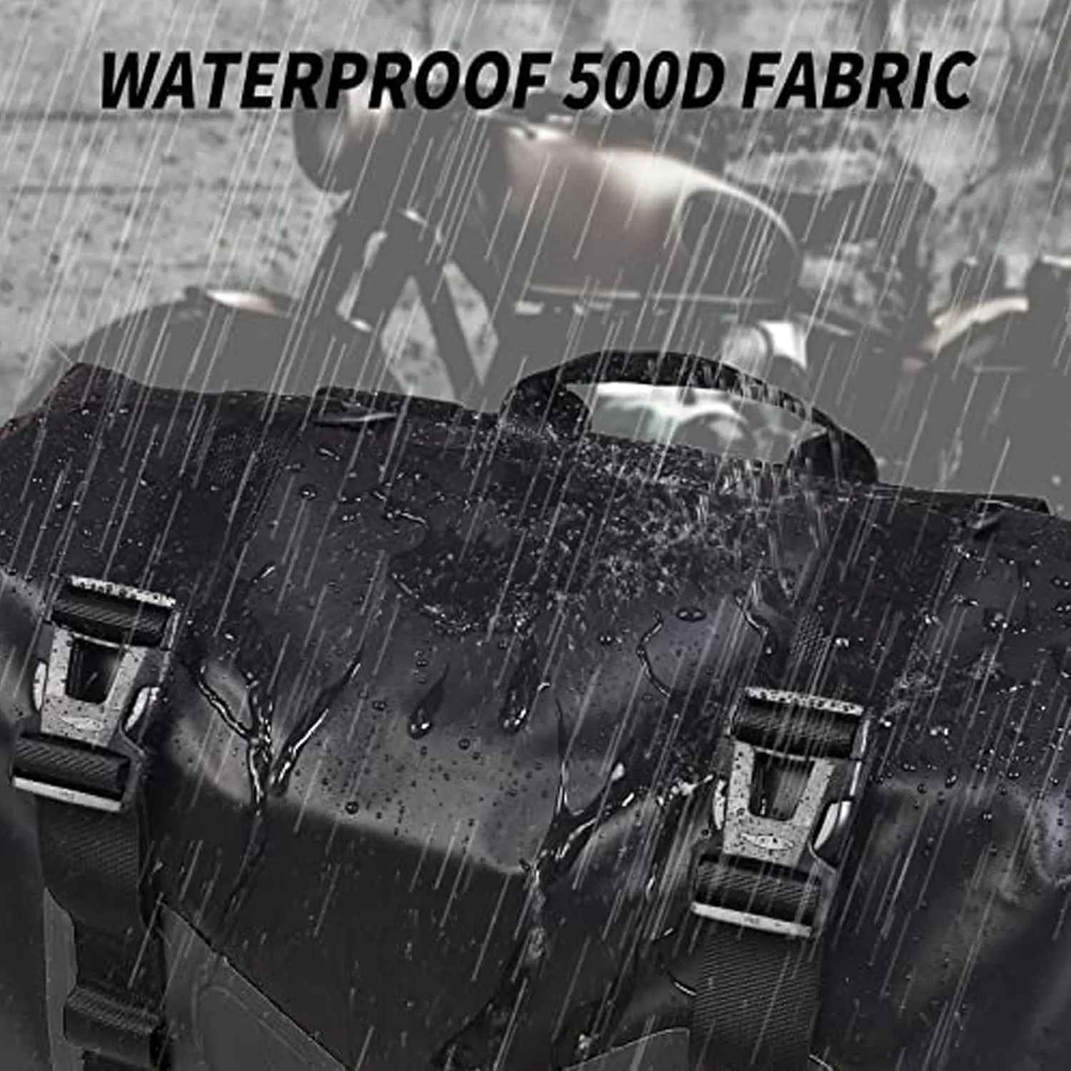 Waterproof Motorcycle Saddlebags - 50L Motorcycle Luggage Bags for Motorbike Travel - Detachable Panniers Bags - For Scooter, Honda, Suzuki, Yamaha (Black, 2 Pack)