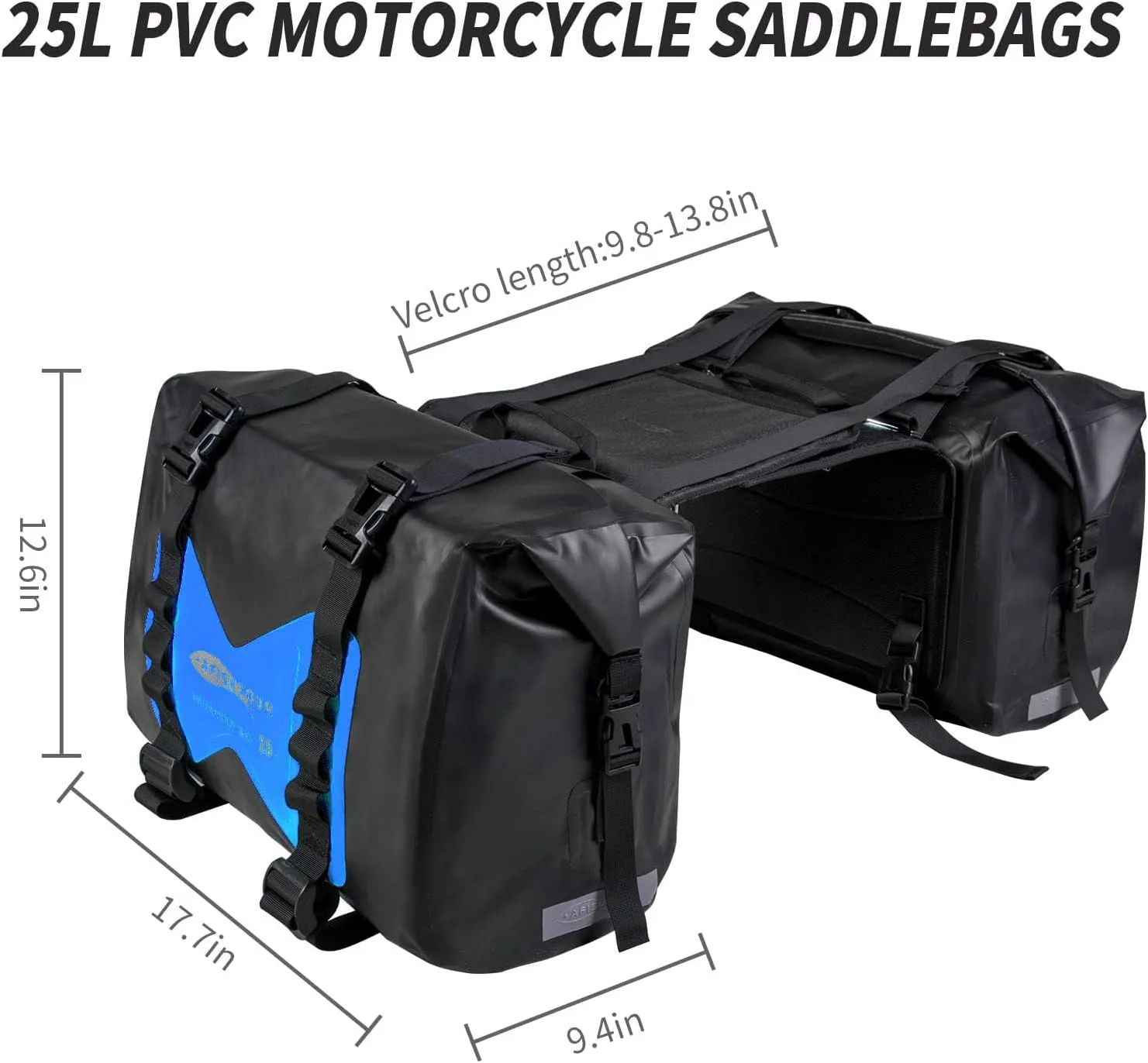 Waterproof Motorcycle Saddlebags - 50L Motorcycle Luggage Bags for Motorbike Travel - Motorcycle Panniers Bags - Detachable Bag for Scooter, Honda, Suzuki, Yamaha (Blue, 2 Pack)
