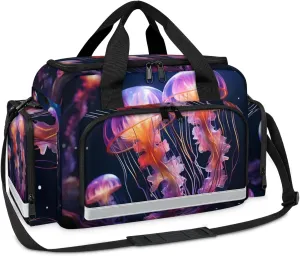 Waterproof Tactical Duffle Bag 25" Carry On Bag for EMT Tear-Resistant Gym Bag with Multi-Pocket & OSHA Reflective Travel Bags for Men Women Beautiful Jellyfish