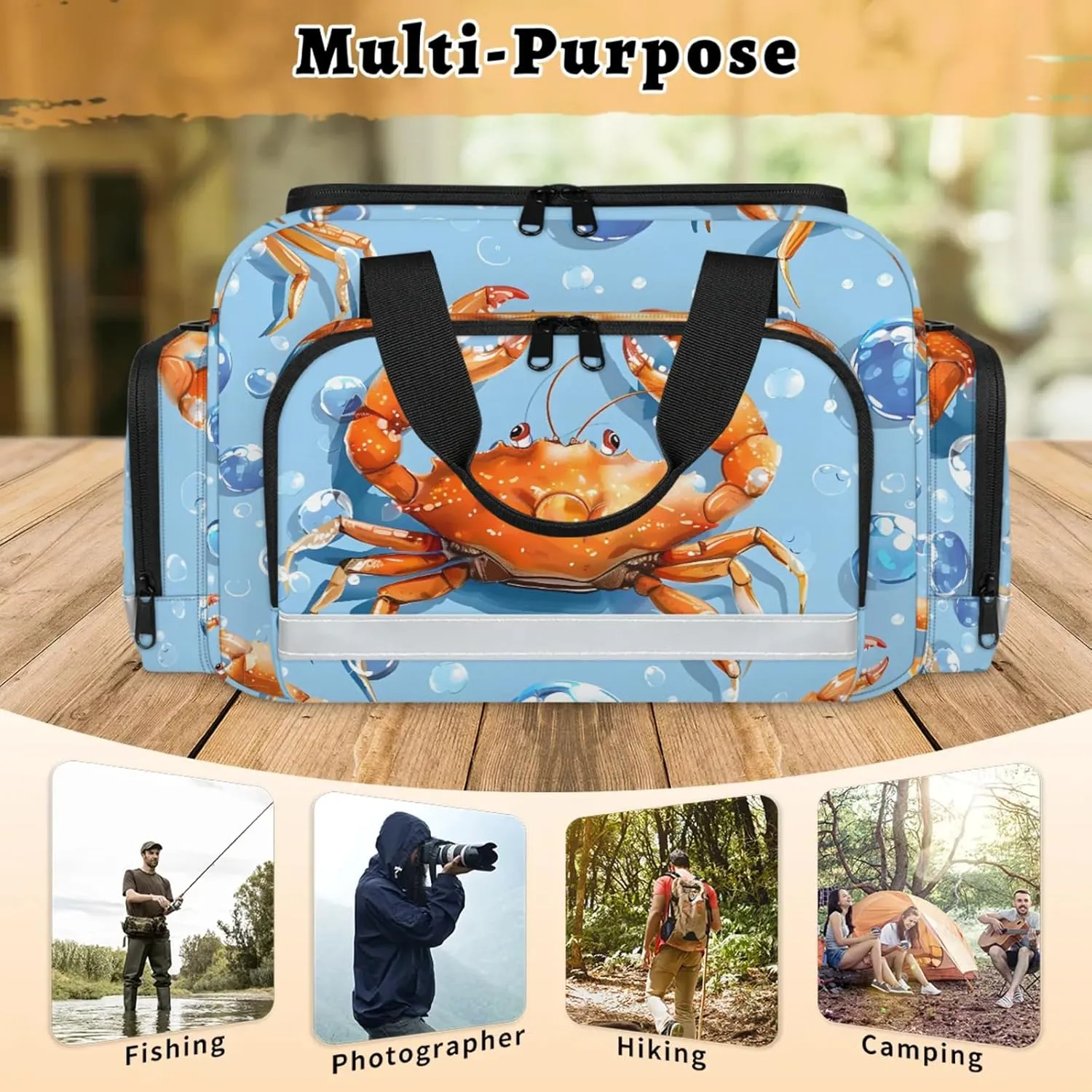 Waterproof Tactical Duffle Bag 25" Carry On Bag for EMT Tear-Resistant Gym Bag with Multi-Pocket & OSHA Reflective Travel Bags for Men Women Crab