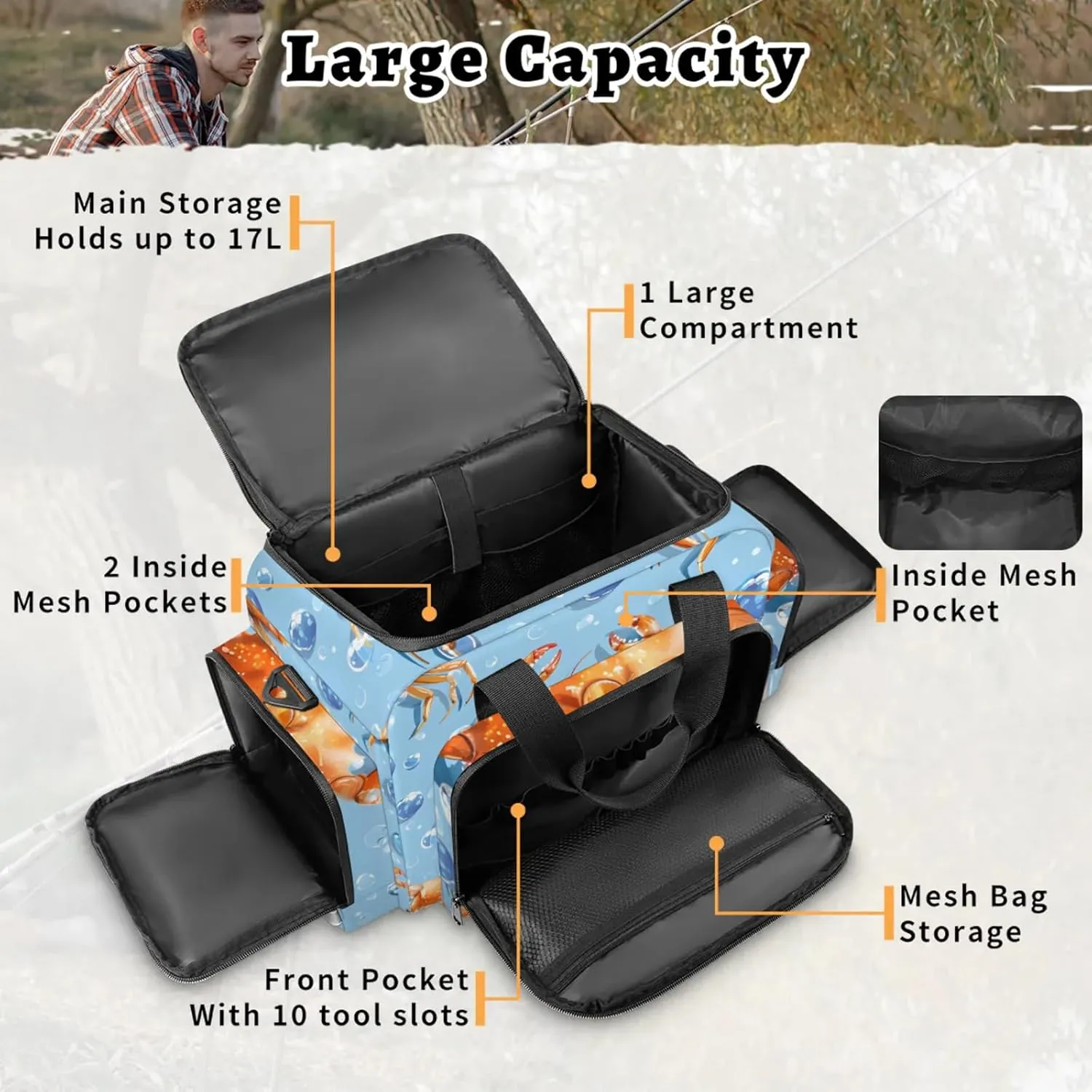 Waterproof Tactical Duffle Bag 25" Carry On Bag for EMT Tear-Resistant Gym Bag with Multi-Pocket & OSHA Reflective Travel Bags for Men Women Crab