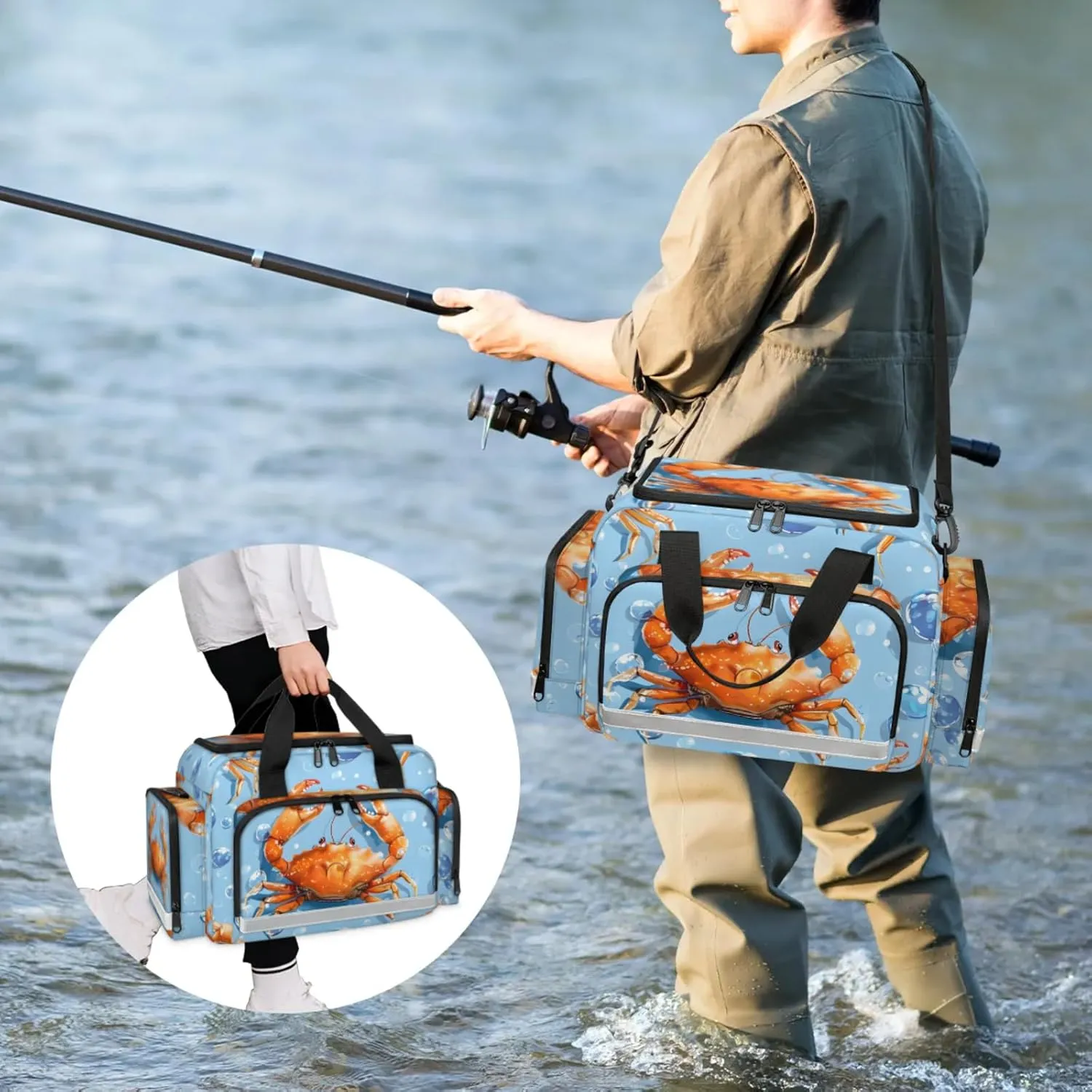 Waterproof Tactical Duffle Bag 25" Carry On Bag for EMT Tear-Resistant Gym Bag with Multi-Pocket & OSHA Reflective Travel Bags for Men Women Crab