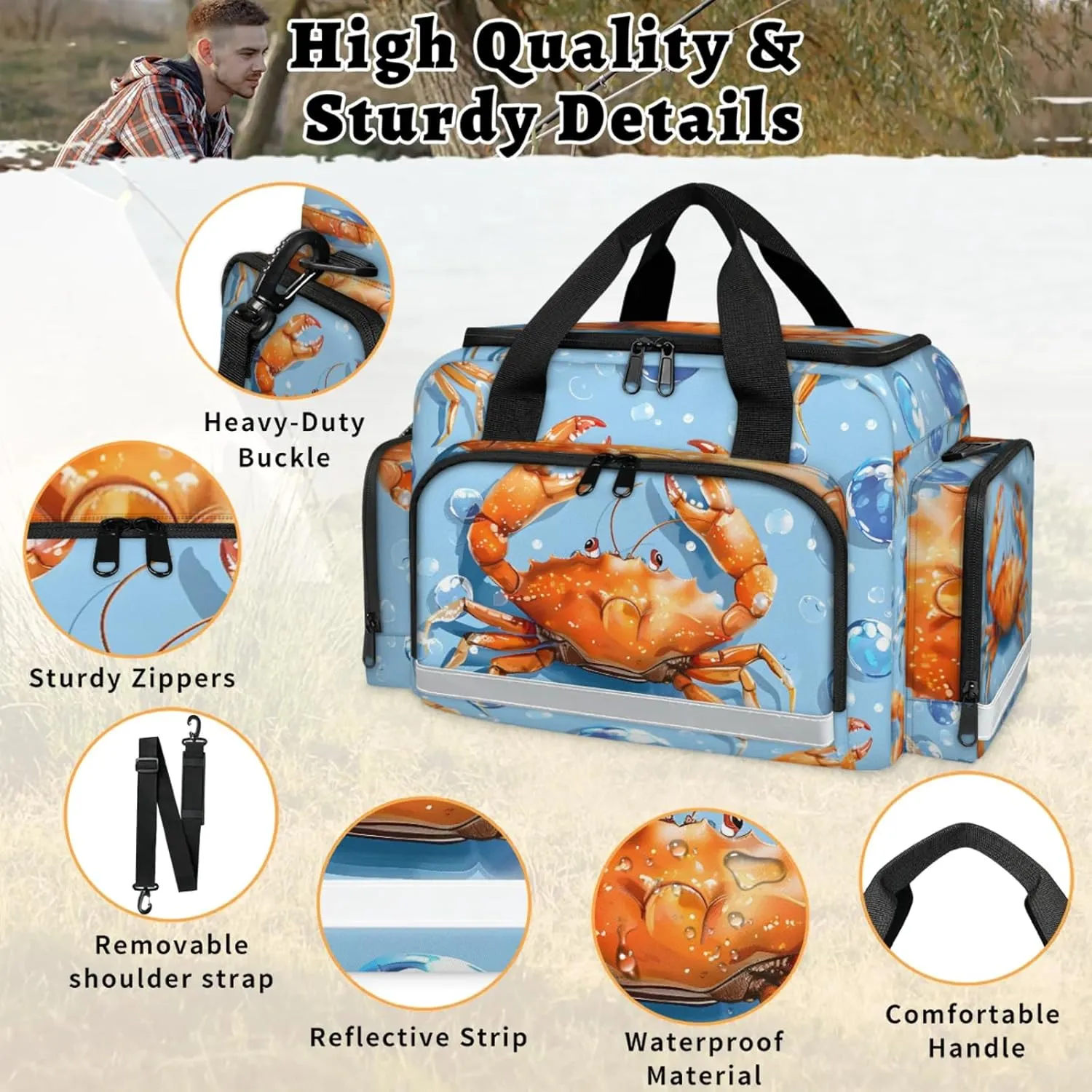 Waterproof Tactical Duffle Bag 25" Carry On Bag for EMT Tear-Resistant Gym Bag with Multi-Pocket & OSHA Reflective Travel Bags for Men Women Crab
