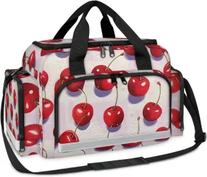 Waterproof Tactical Duffle Bag 25" Carry On Bag for EMT Tear-Resistant Gym Bag with Multi-Pocket & OSHA Reflective Travel Bags for Men Women Cute Cherry Print