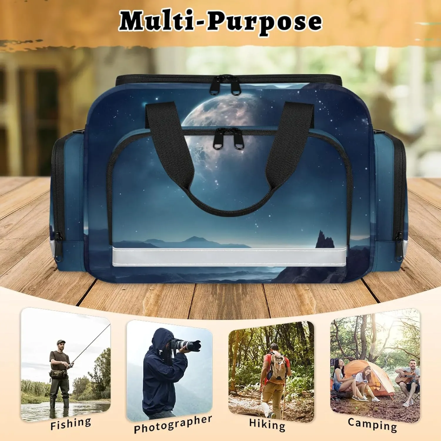 Waterproof Tactical Duffle Bag 25" Carry On Bag for EMT Tear-Resistant Gym Bag with Multi-Pocket & OSHA Reflective Travel Bags for Men Women Distant Planet