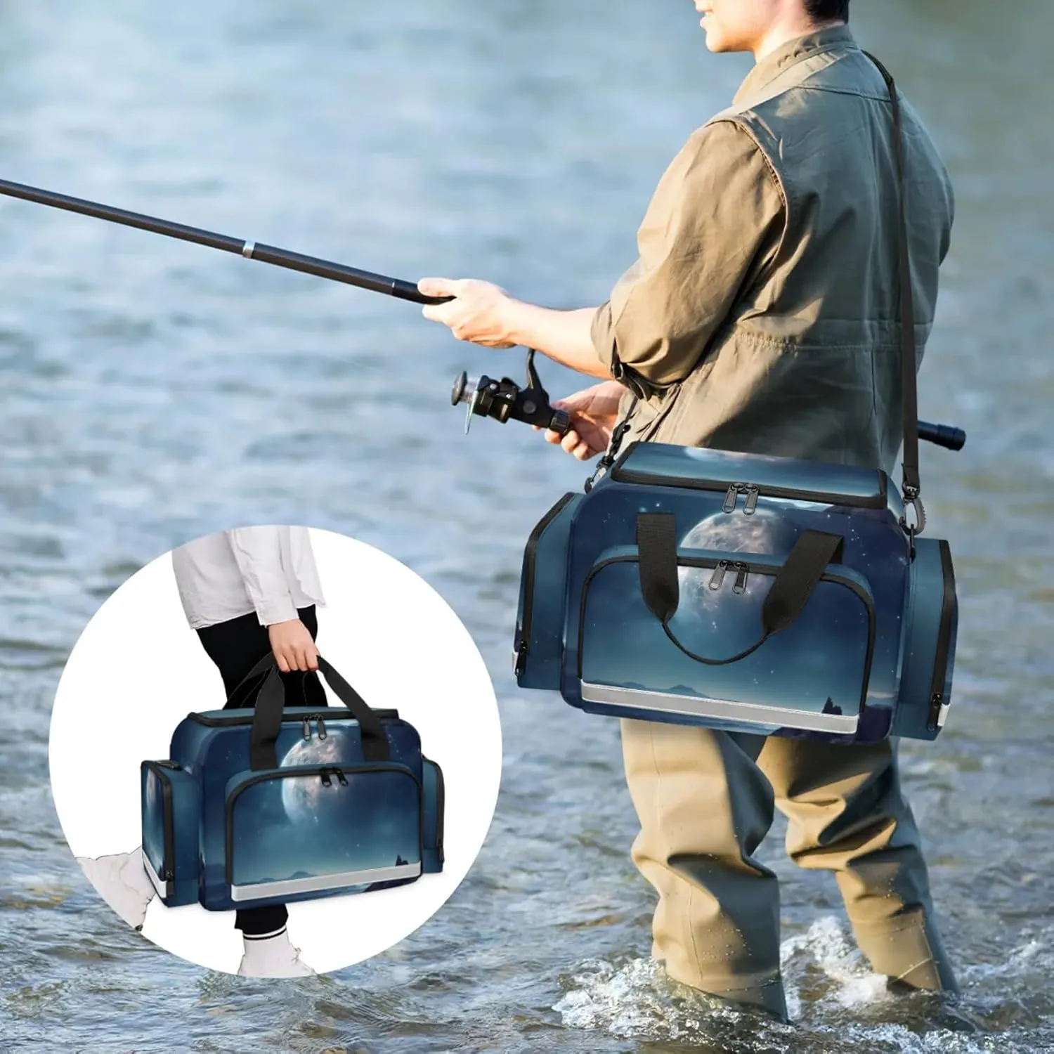 Waterproof Tactical Duffle Bag 25" Carry On Bag for EMT Tear-Resistant Gym Bag with Multi-Pocket & OSHA Reflective Travel Bags for Men Women Distant Planet