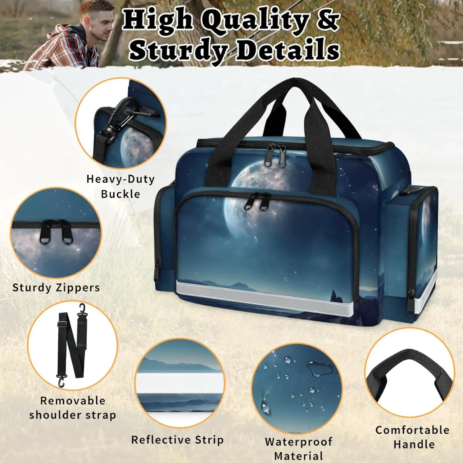 Waterproof Tactical Duffle Bag 25" Carry On Bag for EMT Tear-Resistant Gym Bag with Multi-Pocket & OSHA Reflective Travel Bags for Men Women Distant Planet
