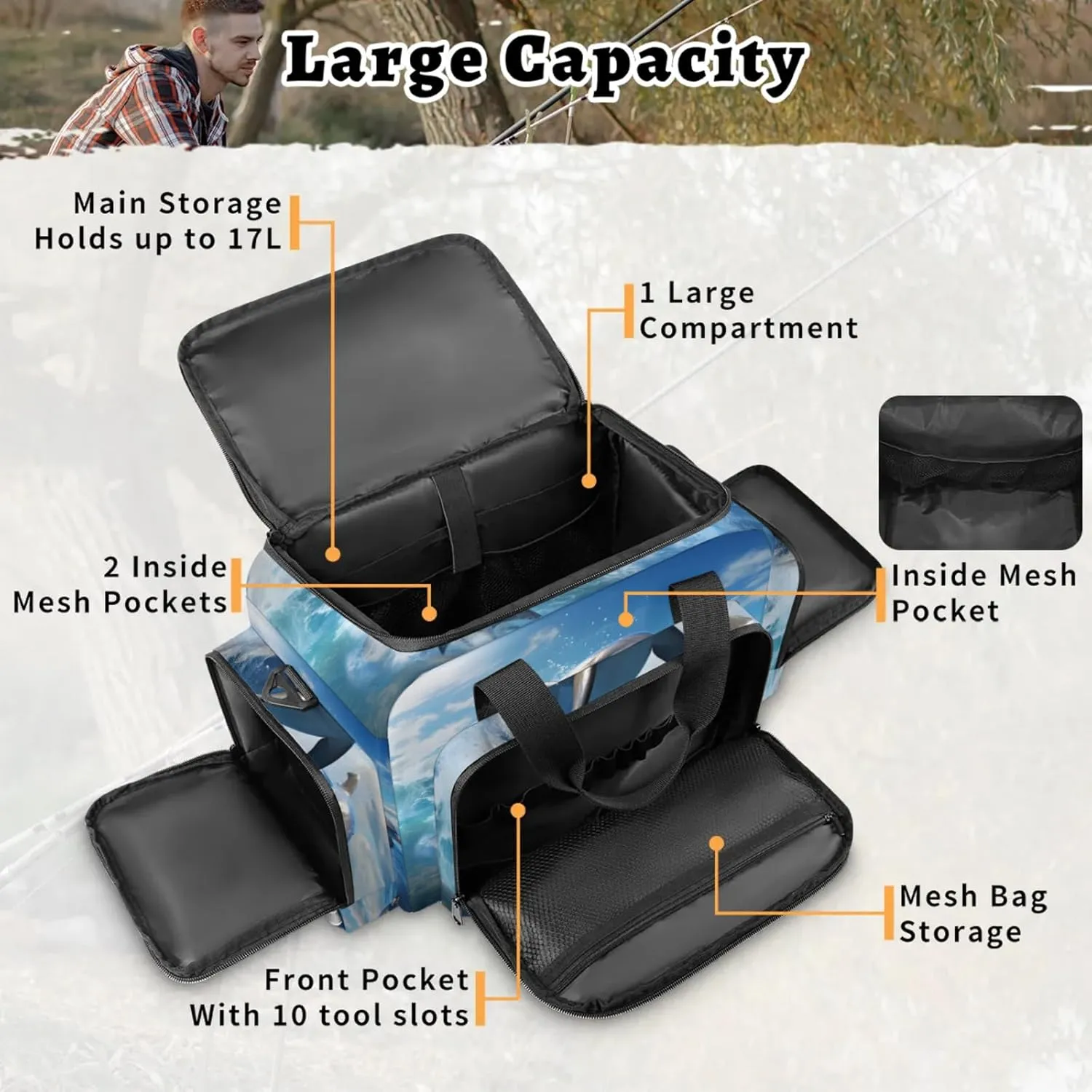 Waterproof Tactical Duffle Bag 25" Carry On Bag for EMT Tear-Resistant Gym Bag with Multi-Pocket & OSHA Reflective Travel Bags for Men Women Dolphins