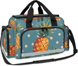 Waterproof Tactical Duffle Bag 25" Carry On Bag for EMT Tear-Resistant Gym Bag with Multi-Pocket & OSHA Reflective Travel Bags for Men Women Pineapples Dots
