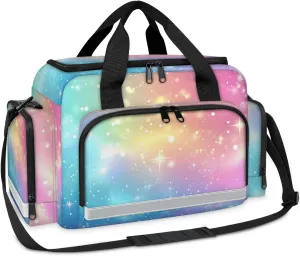 Waterproof Tactical Duffle Bag 25" Carry On Bag for EMT Tear-Resistant Gym Bag with Multi-Pocket & OSHA Reflective Travel Bags for Men Women Rainbow Colored