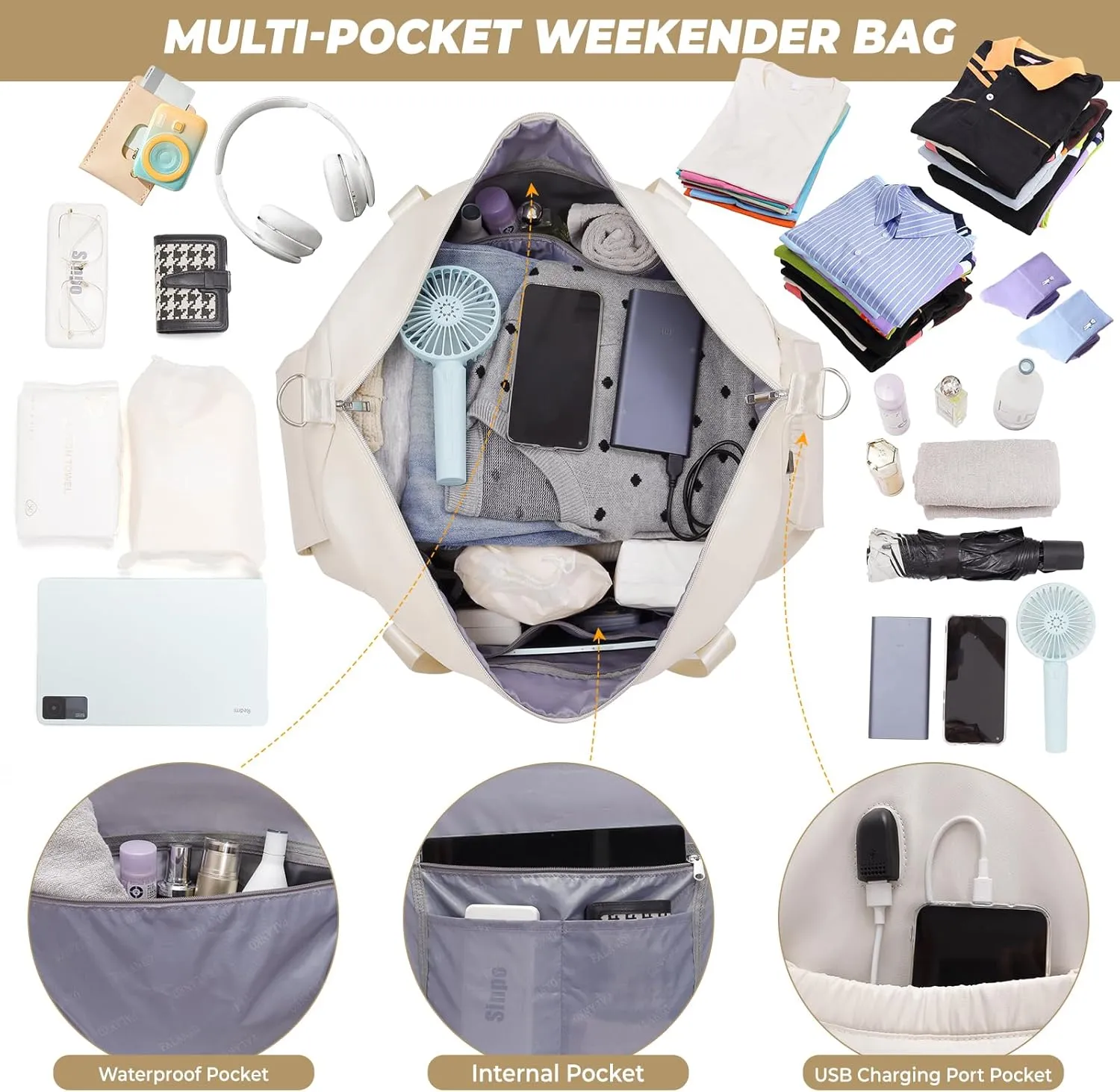 Weekender Bags for Women,Extra large 66L Expandable Travel Duffel Bag with Shoe Compartment,USB Charging Port,Toiletry Bag Set,Overnight Backpack Carry On for Outdoor,Hospital,Gym,Beach