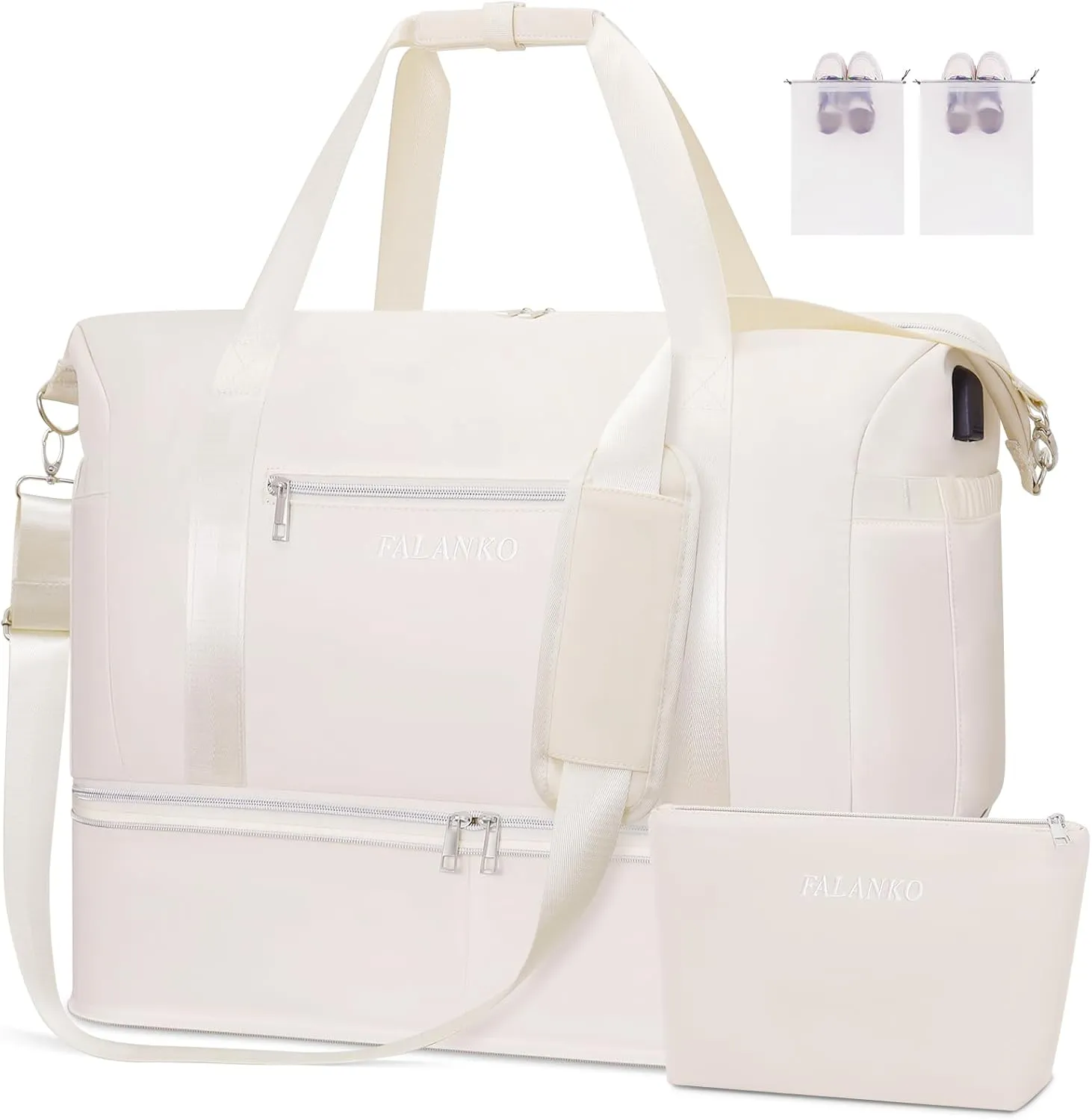 Weekender Bags for Women,Extra large 66L Expandable Travel Duffel Bag with Shoe Compartment,USB Charging Port,Toiletry Bag Set,Overnight Backpack Carry On for Outdoor,Hospital,Gym,Beach