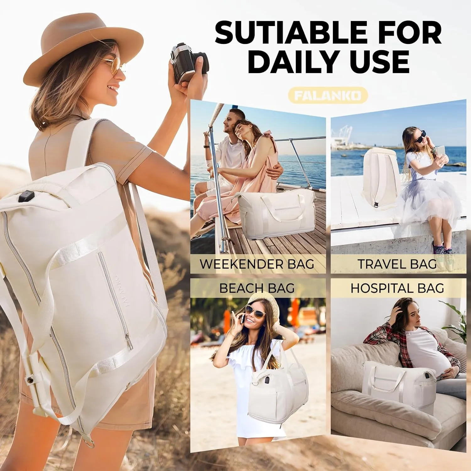 Weekender Bags for Women,Extra large 66L Expandable Travel Duffel Bag with Shoe Compartment,USB Charging Port,Toiletry Bag Set,Overnight Backpack Carry On for Outdoor,Hospital,Gym,Beach