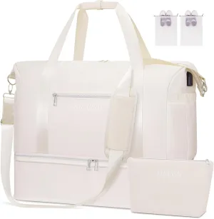 Weekender Bags for Women,Extra large 66L Expandable Travel Duffel Bag with Shoe Compartment,USB Charging Port,Toiletry Bag Set,Overnight Backpack Carry On for Outdoor,Hospital,Gym,Beach