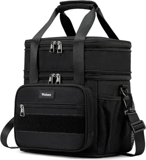 Weitars Lunch Box for Men Women Dual Compartment Lunch Box Heavy Duty Large Insulated Tactical Lunch Bag Durable Cooler Bag With Shoulder Strap for Adults Work Picnic Road Trip