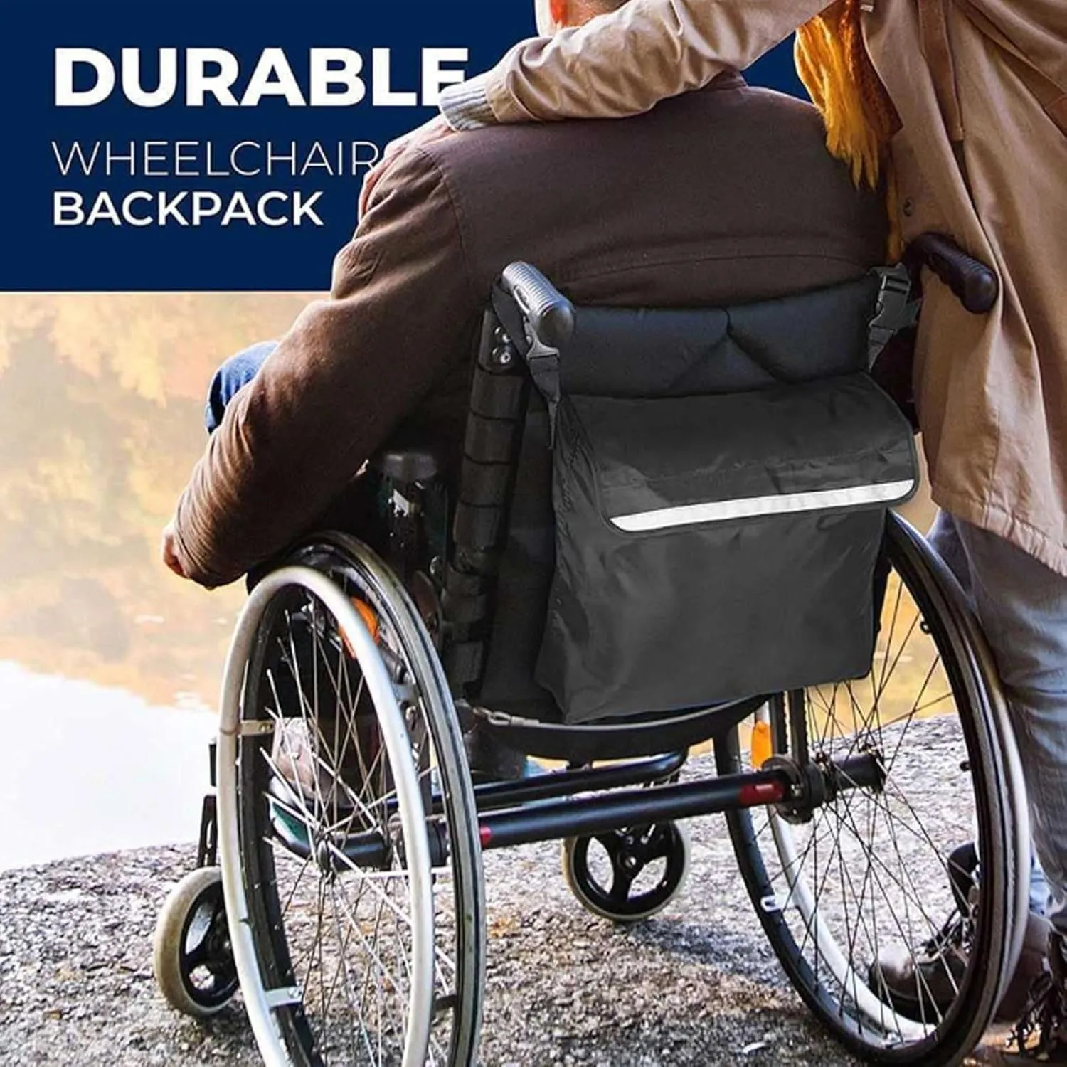 Wheelchair Bag,Variable Shoulder Strap, Waterproof, Large Capacity Storage, Ideal for Outdoor Use, Convenient Wheelchair Accessories (Black)