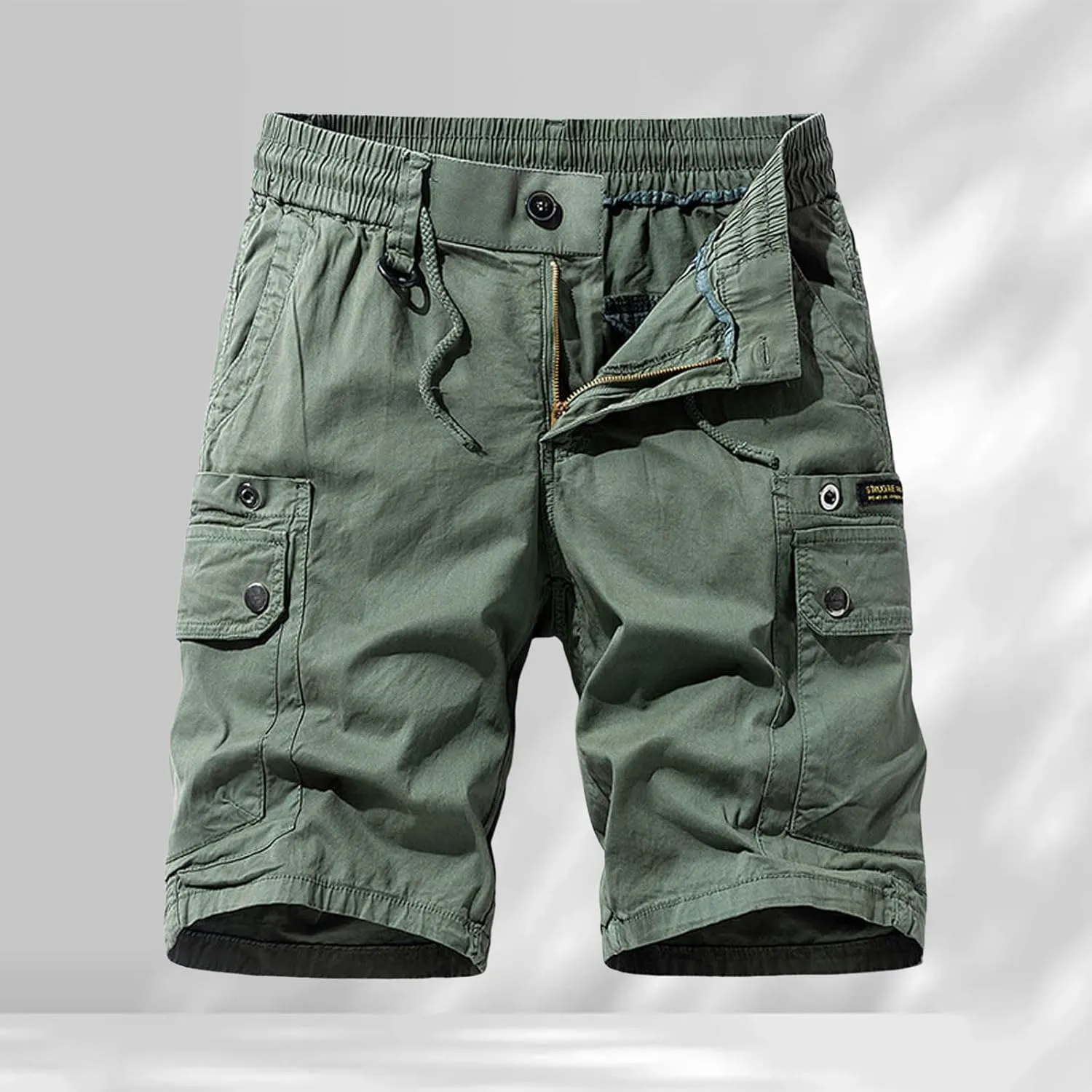 Wide Leg Shorts for Men Basic Plaid with Pockets Zipper Country Flattering Cargo Shorts for Men Hemming Countryside