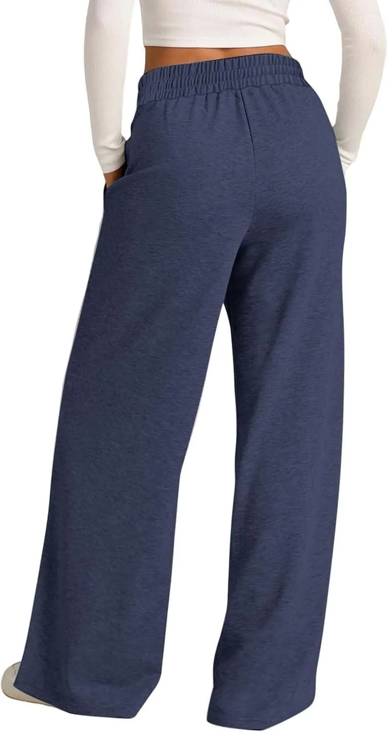 Wide Leg Sweatpants Women High Waist Drawstring Loose Lounge Sweat Pants with Pockets