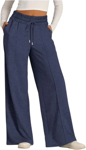 Wide Leg Sweatpants Women High Waist Drawstring Loose Lounge Sweat Pants with Pockets