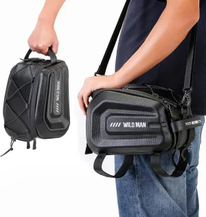 WILD MAN 4L Bike Seat Bag Waterproof Hard Shell Bike Saddlebags for Electric Bicycle Touring Sport Messenger Bag Storage Accessories(GD5,Black)